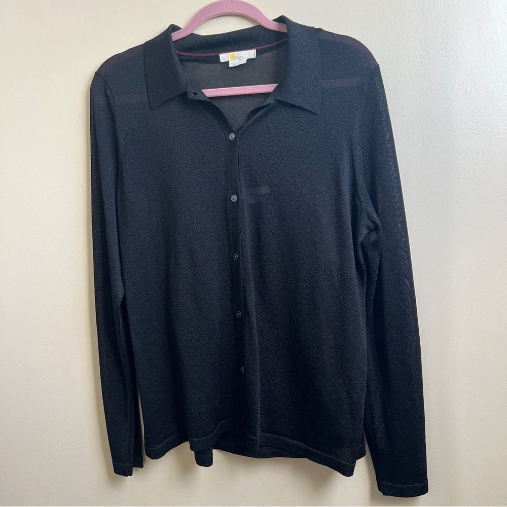 Boden Knitted Sparkle Shirt Black Metallic blouse & camisole Size 12
